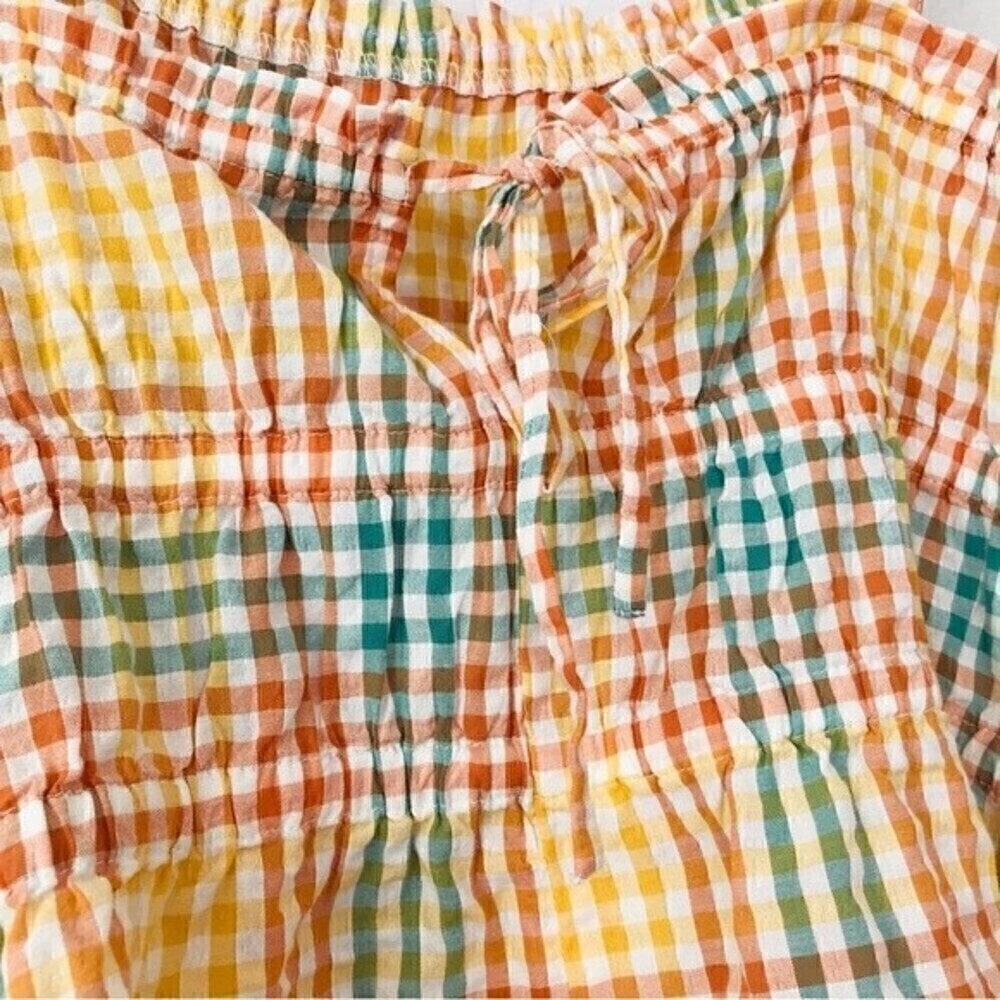 New! Madewell Rainbow Gingham Check Gauzy Top Seersucker Sophia Peplum Tank - Picture 6 of 10